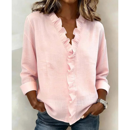 ✨ Effortless Elegance for Every Day – Premium Ruffle V-Neck Blouse! ✨