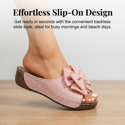 🎀Women's Bowknot Peep-Toe Wedge Sandals – Chic Design, Comfortable Wedge & Easy to Slip On🌸