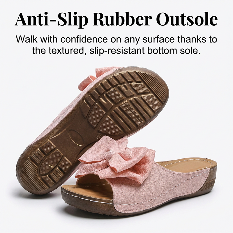 🎀Women's Bowknot Peep-Toe Wedge Sandals – Chic Design, Comfortable Wedge & Easy to Slip On🌸