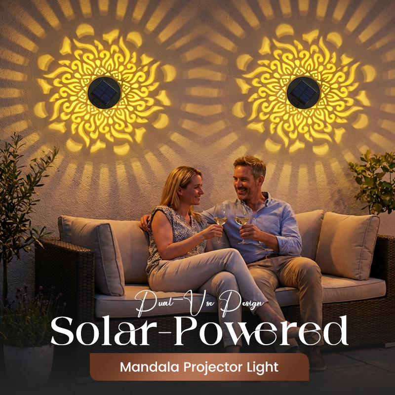 🌞50% OFF NOW!🌀Solar Mandala Light – Stunning Pattern Projection, 2-in-1 Floor & Wall Design & IP65 Waterproof Auto On/Off 🌿