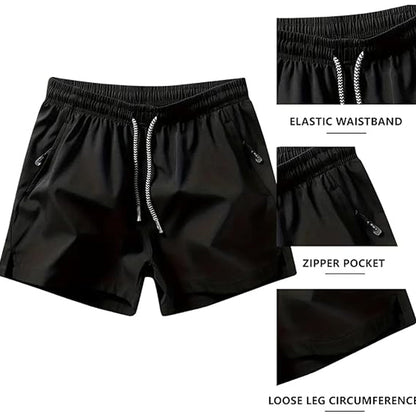 Men's Quick-Dry Athletic Shorts with Zipper Pockets
