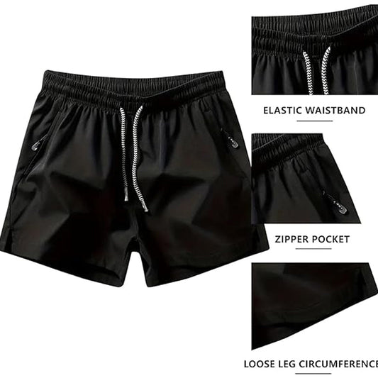Men's Quick-Dry Athletic Shorts with Zipper Pockets