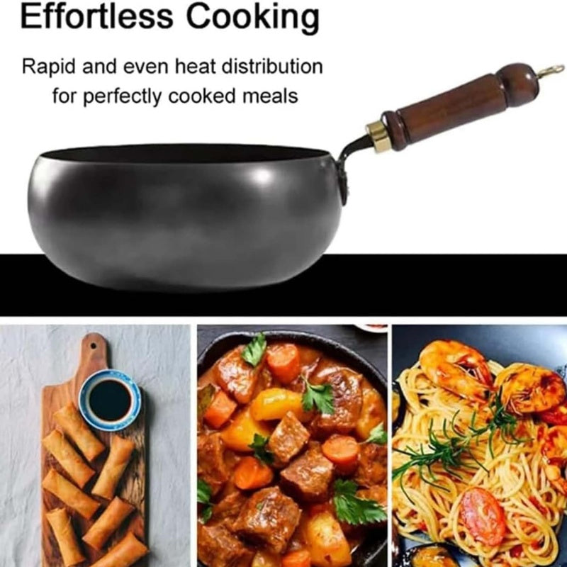 🍲50% OFF NOW!🔥Uncoated Thick Iron Pot with Lid – Even Heat Distribution, Durable Cast Iron & Perfect for Slow Cooking🥘