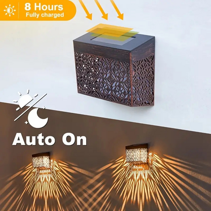 💎 50% OFF! 💎 Solar Powered LED Hollow Wall Light – Auto On/Off, Weatherproof & Casts Beautiful Patterned Glow