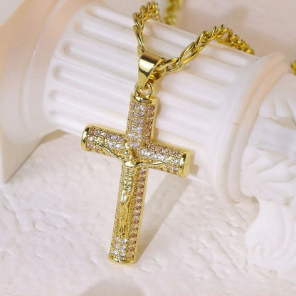 ✝️50% OFF NOW!🔥Jesus Crucifix Pendant Necklace – 14K Gold Plated, Gift Box & Spiritual Protection🙏