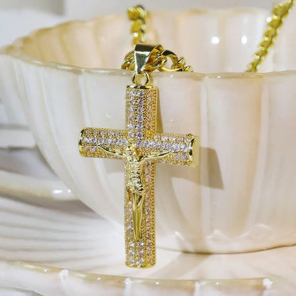 ✝️50% OFF NOW!🔥Jesus Crucifix Pendant Necklace – 14K Gold Plated, Gift Box & Spiritual Protection🙏