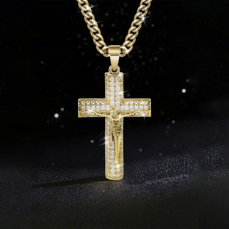 ✝️50% OFF NOW!🔥Jesus Crucifix Pendant Necklace – 14K Gold Plated, Gift Box & Spiritual Protection🙏