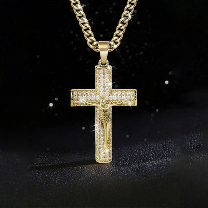 ✝️50% OFF NOW!🔥Jesus Crucifix Pendant Necklace – 14K Gold Plated, Gift Box & Spiritual Protection🙏