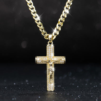 ✝️50% OFF NOW!🔥Jesus Crucifix Pendant Necklace – 14K Gold Plated, Gift Box & Spiritual Protection🙏