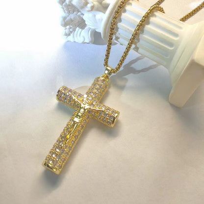 ✝️50% OFF NOW!🔥Jesus Crucifix Pendant Necklace – 14K Gold Plated, Gift Box & Spiritual Protection🙏