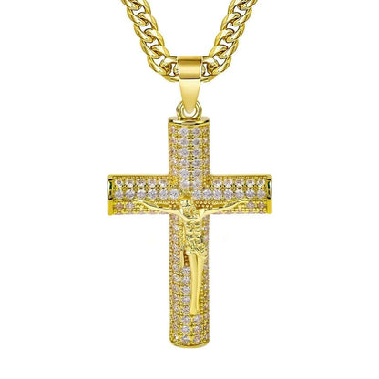 ✝️50% OFF NOW!🔥Jesus Crucifix Pendant Necklace – 14K Gold Plated, Gift Box & Spiritual Protection🙏
