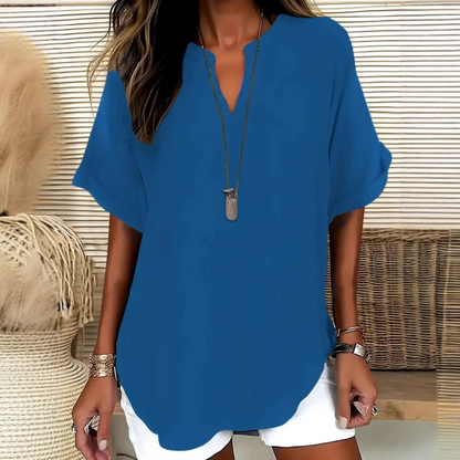 Fashion Loose Solid Color Short Sleeve Top