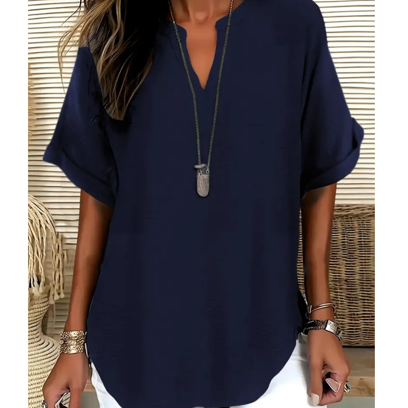 Fashion Loose Solid Color Short Sleeve Top