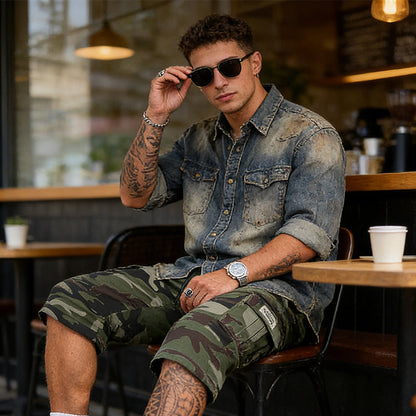 Men's Camouflage Cargo Shorts with Multiple Pocket
