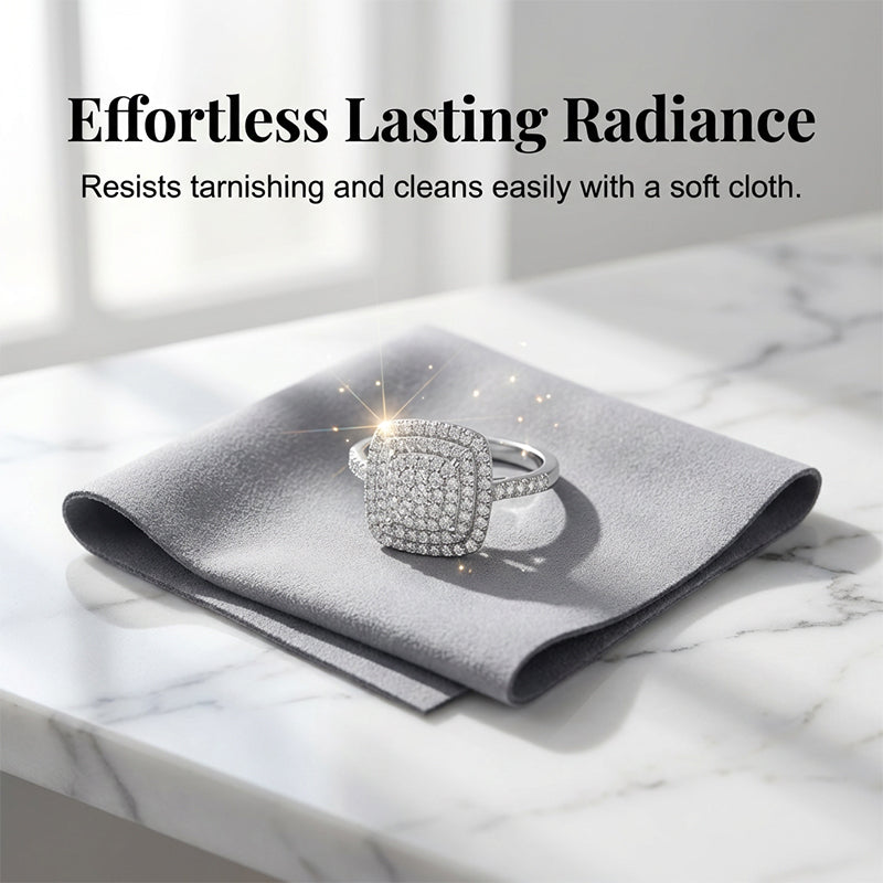 Brilliant Double Halo Square Ring for Women