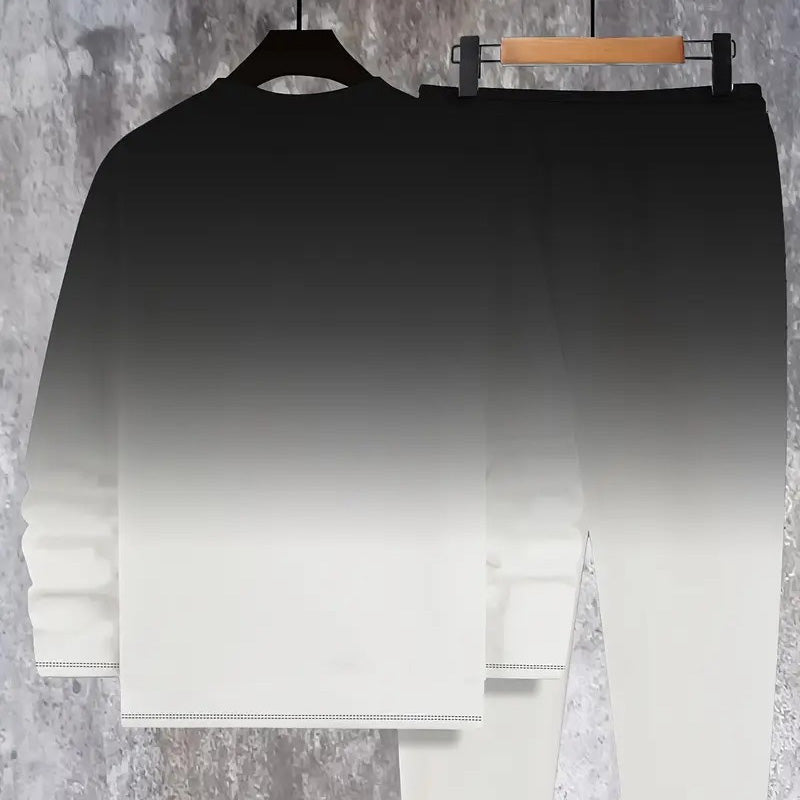 Men's Gradient Color Crewneck Tracksuit Set