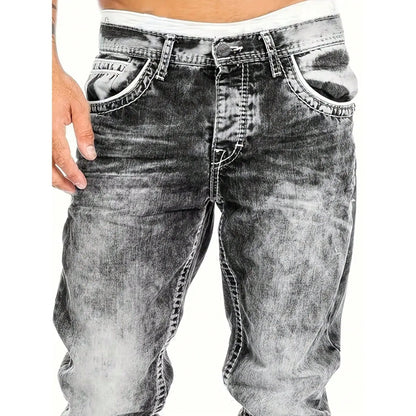 Men's Fashion Creative Stretch Denim Jeans,Minimalist Style Suitable For Summer, Emo Style