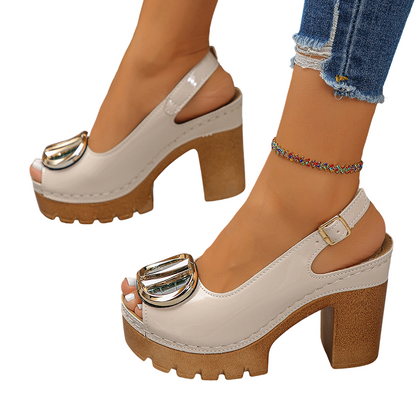 👡 50% OFF! ✨ Elegant peep-toe sandals with buckled heels – Stylish, comfortable, and perfect for any occasion 🌸