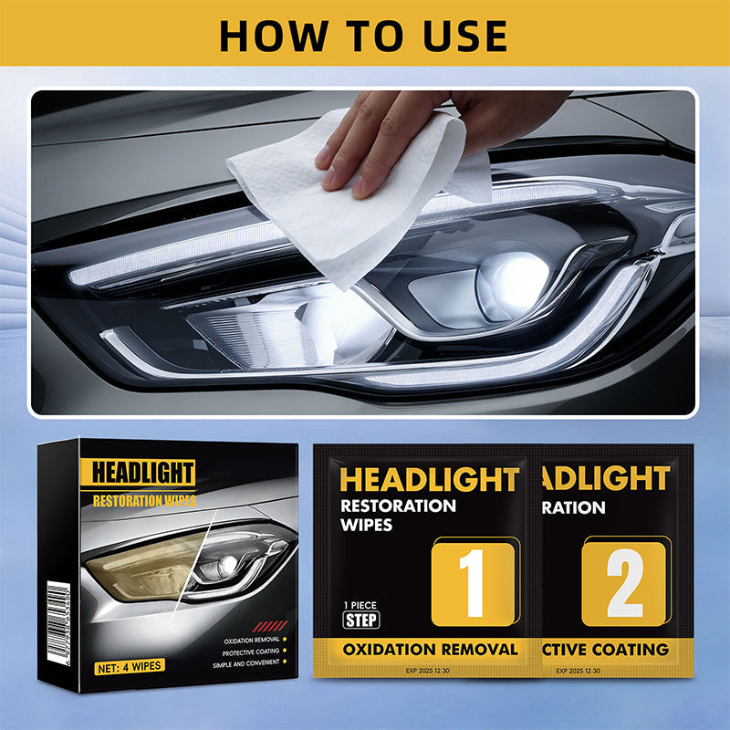 🚗2-Step Car Headlight Restoration Wipe Kit💡✨