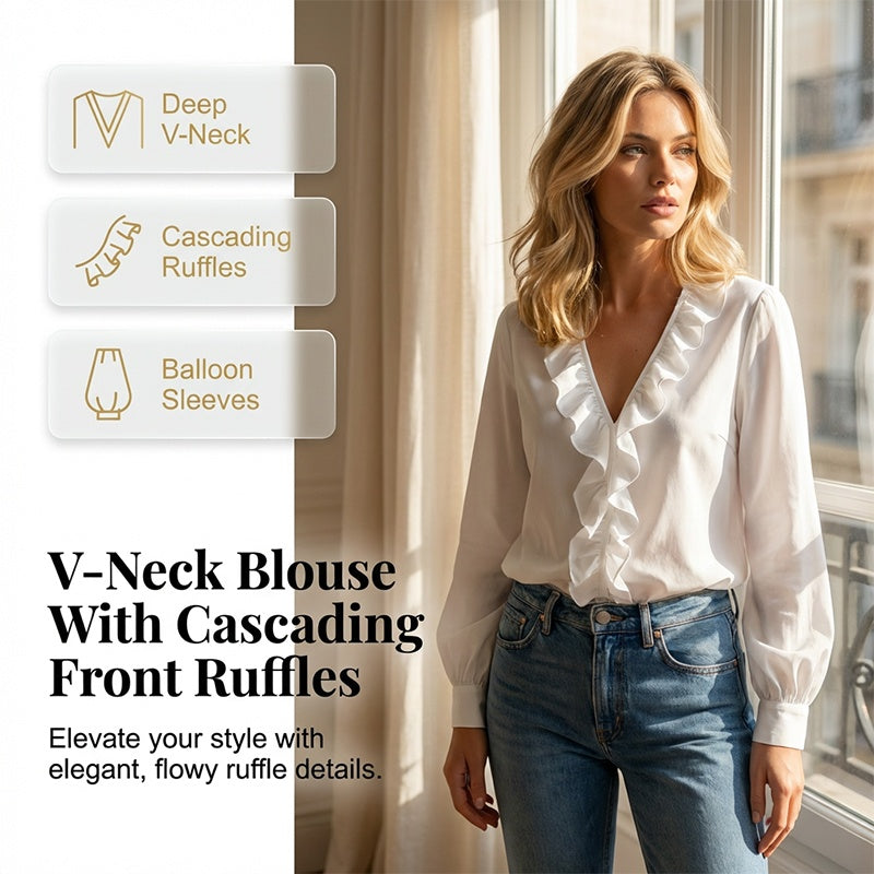⏰Women's Ruffled Lantern Sleeve Shirt