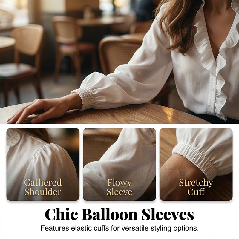⏰Women's Ruffled Lantern Sleeve Shirt