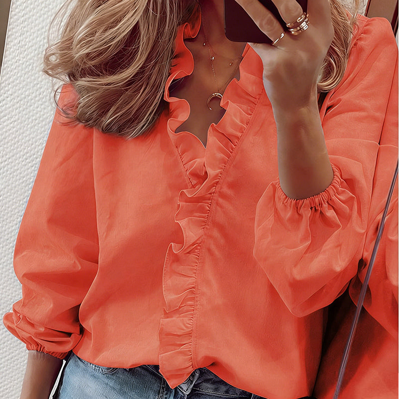 ⏰Women's Ruffled Lantern Sleeve Shirt