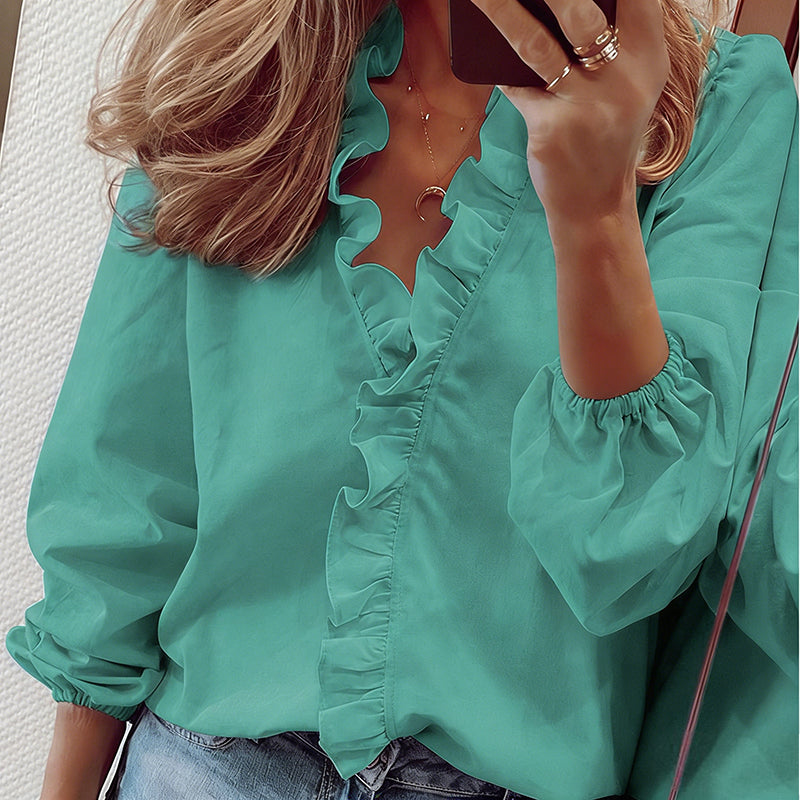 ⏰Women's Ruffled Lantern Sleeve Shirt