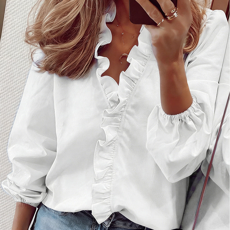 ⏰Women's Ruffled Lantern Sleeve Shirt