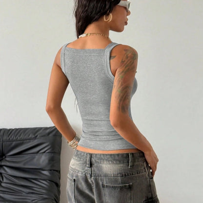 Adjustable Buckle Strap Ribbed Tank Top for Women