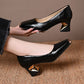 Women's Snakeskin Pattern Block Heel Pumps