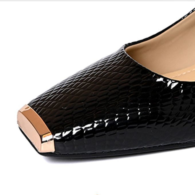 Women's Snakeskin Pattern Block Heel Pumps