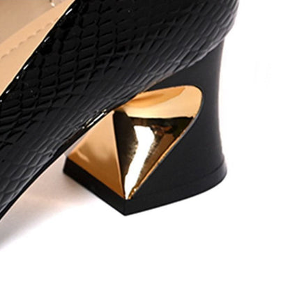 Women's Snakeskin Pattern Block Heel Pumps