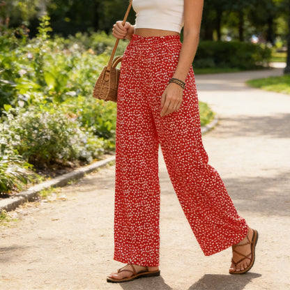💗LAST DAY SALE 50% OFF⏰Women's Smocked High Waist Wide Leg Pants👖