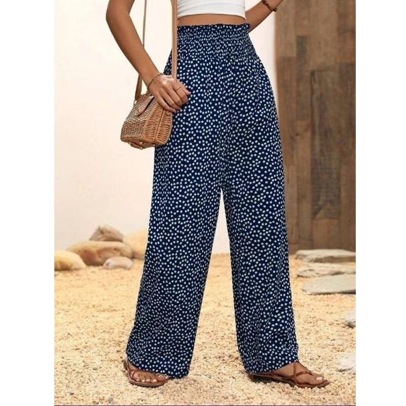 💗LAST DAY SALE 50% OFF⏰Women's Smocked High Waist Wide Leg Pants👖