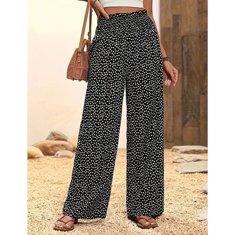 💗LAST DAY SALE 50% OFF⏰Women's Smocked High Waist Wide Leg Pants👖