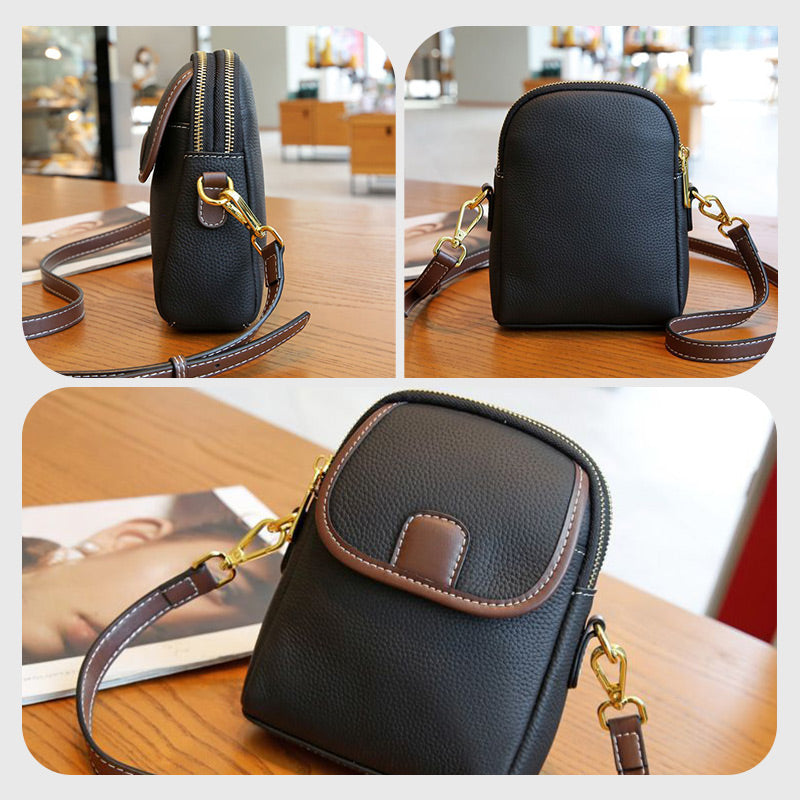 Women's Classic Crossbody Bag with Double-Layer Zipper Closure
