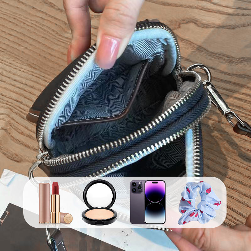 Women's Classic Crossbody Bag with Double-Layer Zipper Closure