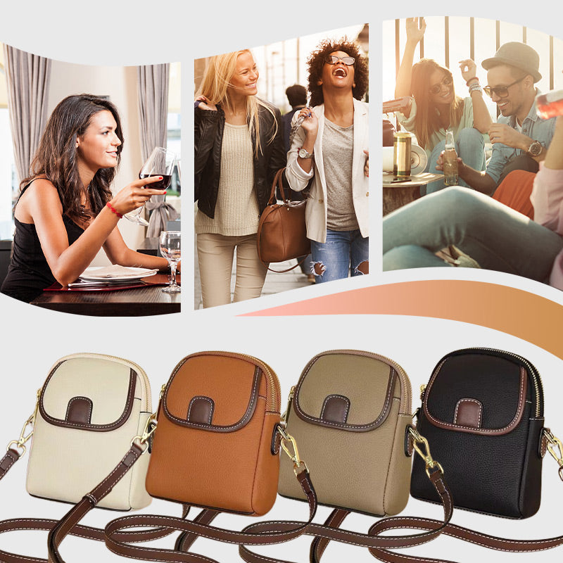 Women's Classic Crossbody Bag with Double-Layer Zipper Closure