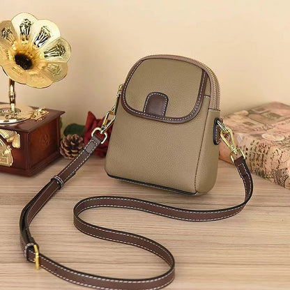 Women's Classic Crossbody Bag with Double-Layer Zipper Closure