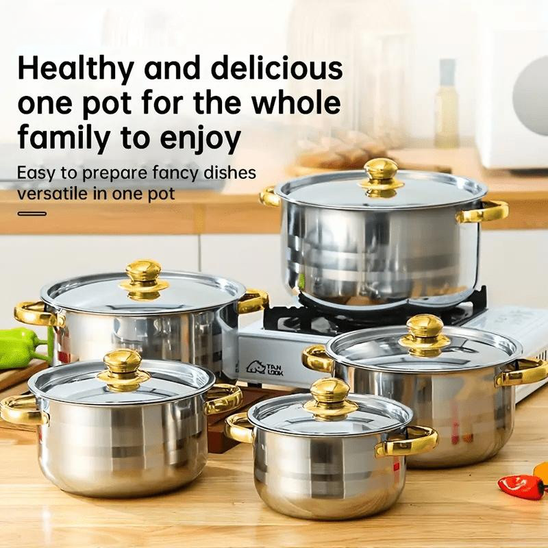 5-Piece Stainless Steel Cookware Set with Glass Lids