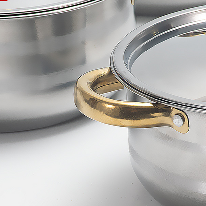 5-Piece Stainless Steel Cookware Set with Glass Lids
