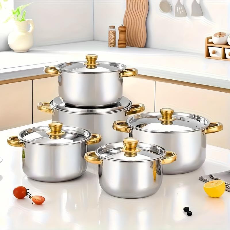5-Piece Stainless Steel Cookware Set with Glass Lids