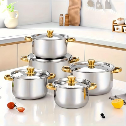 5-Piece Stainless Steel Cookware Set with Glass Lids