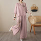 Vintage Embroidered Cotton Linen 2-Piece Set