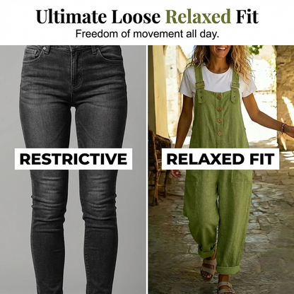 Women's Casual Loose Fit Button-Front Overalls