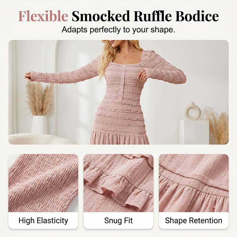 Flattering Square Neck Maxi Dress