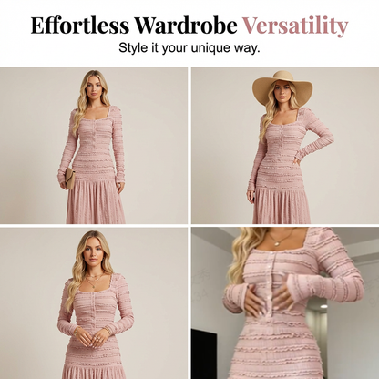 Flattering Square Neck Maxi Dress
