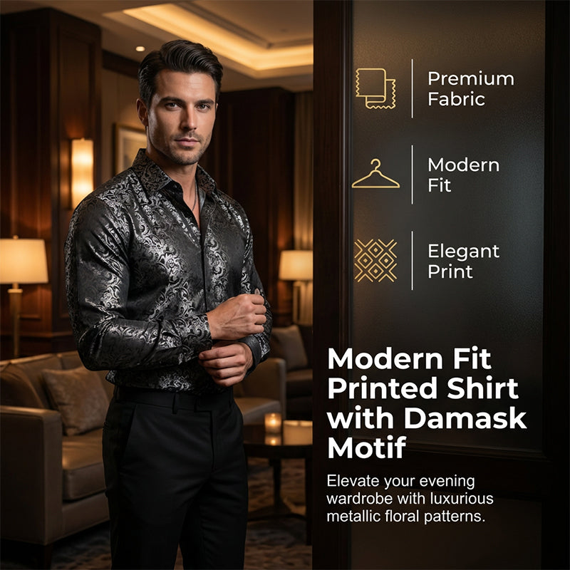 Modern Fit Printed Long Sleeve Shirt