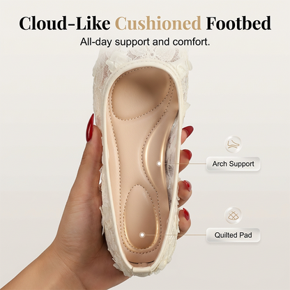 Women's Lace Breathable Square-Toe Ballet Flats