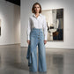 Asymmetrical Wrap Denim Skirt Pants